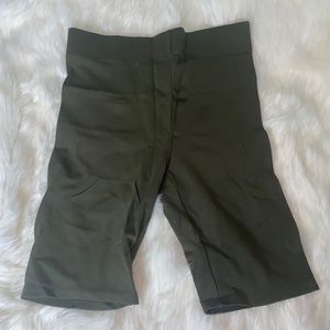 Olive green biker shorts